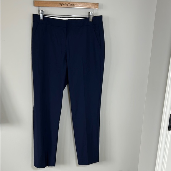 J Crew Bi Stretch Wool Navy Blue Pant Ankle Trouser Pockets Career Sz 4 NEW - Picture 3 of 14